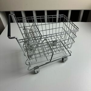 Toy Grocery Cart Old Country Mini Shopping Cart/Buggy for Dolls Metal 10 inch
